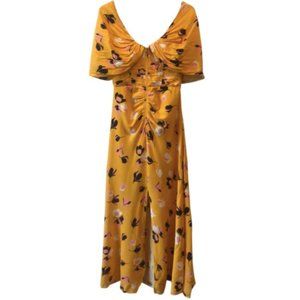 Self-Portrait Yellow Off Shoulder Printed Dress